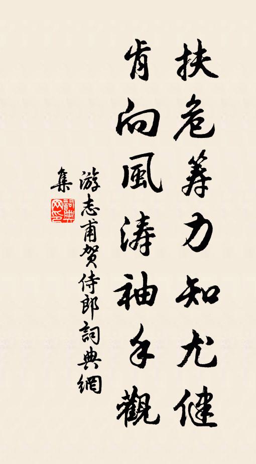 游志甫扶危筹力知尤健，肯向风涛袖手观书法作品欣赏