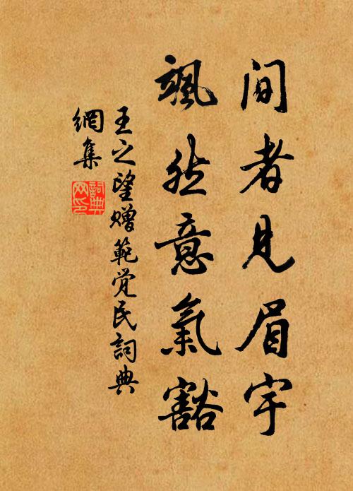 王之望间者见眉宇,飒然意气豁书法作品欣赏