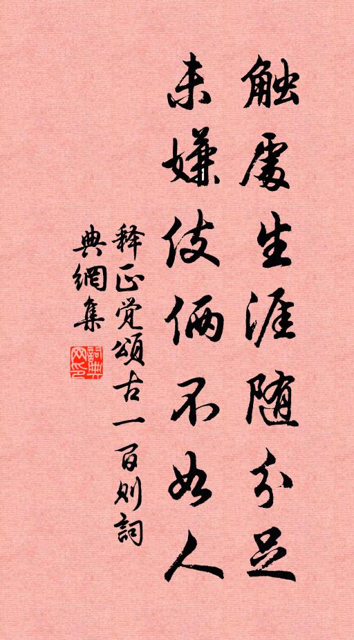 释正觉触处生涯随分足，未嫌伎俩不如人书法作品欣赏