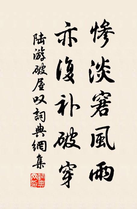 陆游惨淡窘风雨，亦复补破穿书法作品欣赏