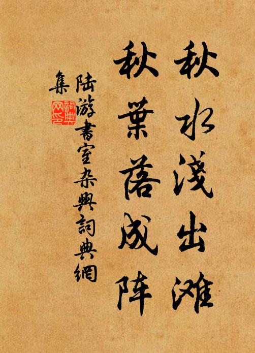 陆游秋水浅出滩，秋叶落成阵书法作品欣赏