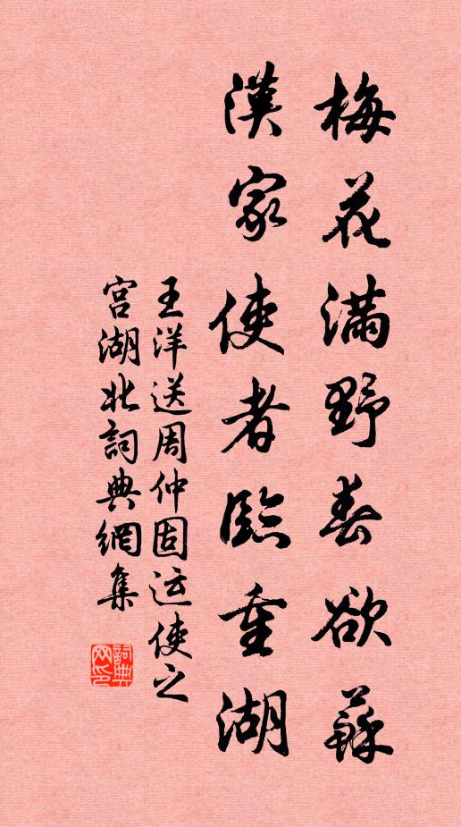 王洋梅花满野春欲苏，汉家使者临重湖书法作品欣赏