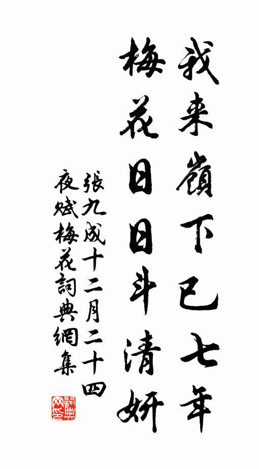 张九成我来岭下已七年，梅花日日斗清妍书法作品欣赏