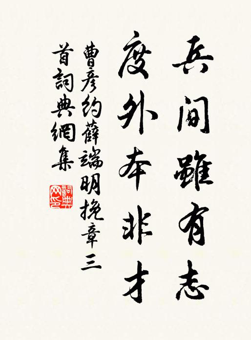 曹彦约兵间虽有志，度外本非才书法作品欣赏