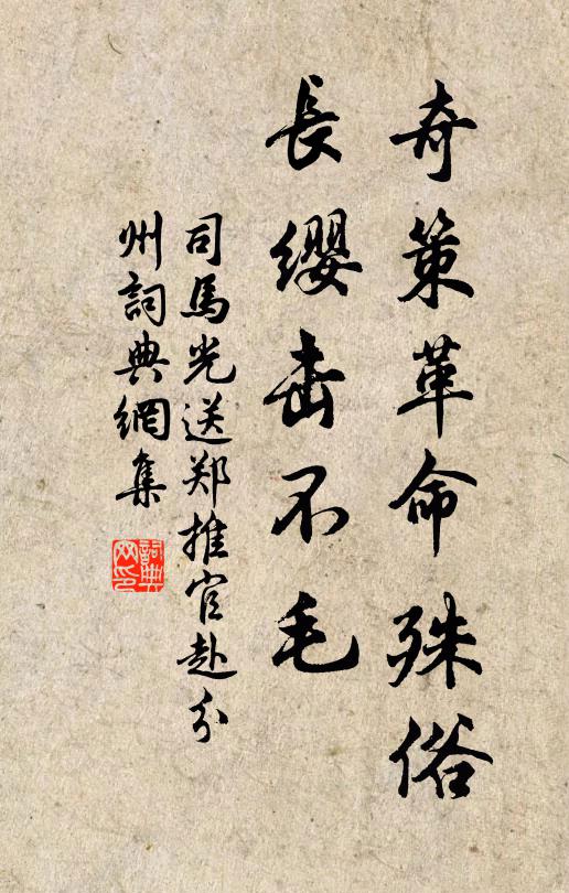 司马光奇策革命殊俗，长缨击不毛书法作品欣赏