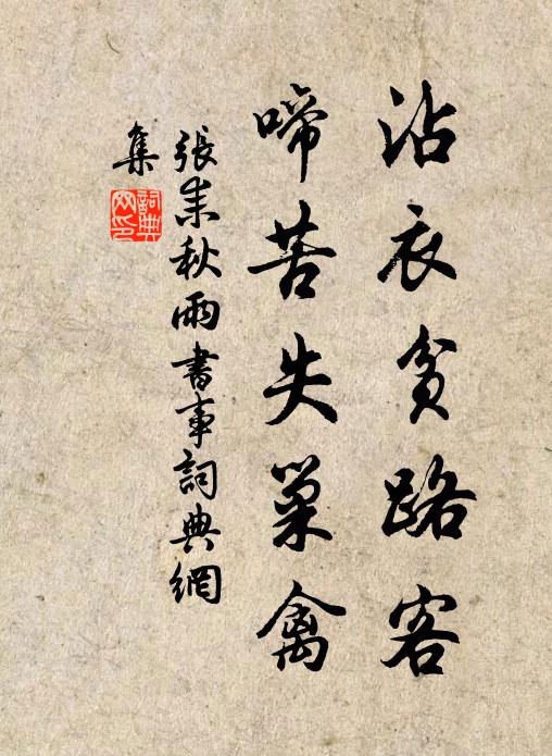 张耒沾衣贫路客,啼苦失巢禽书法作品欣赏