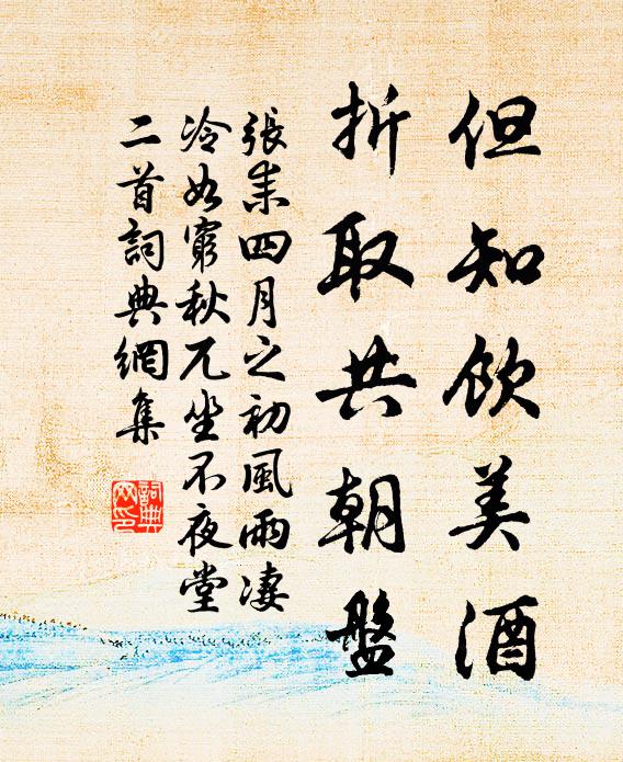 张耒但知饮美酒，折取共朝盘书法作品欣赏