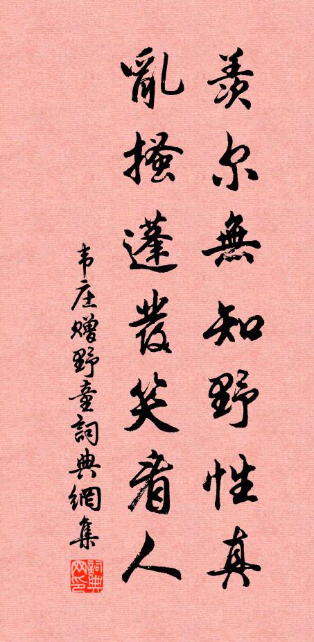 韦庄羡尔无知野性真，乱搔蓬发笑看人书法作品欣赏