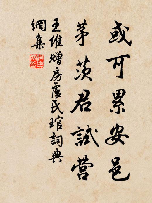 王维或可累安邑，茅茨君试营书法作品欣赏