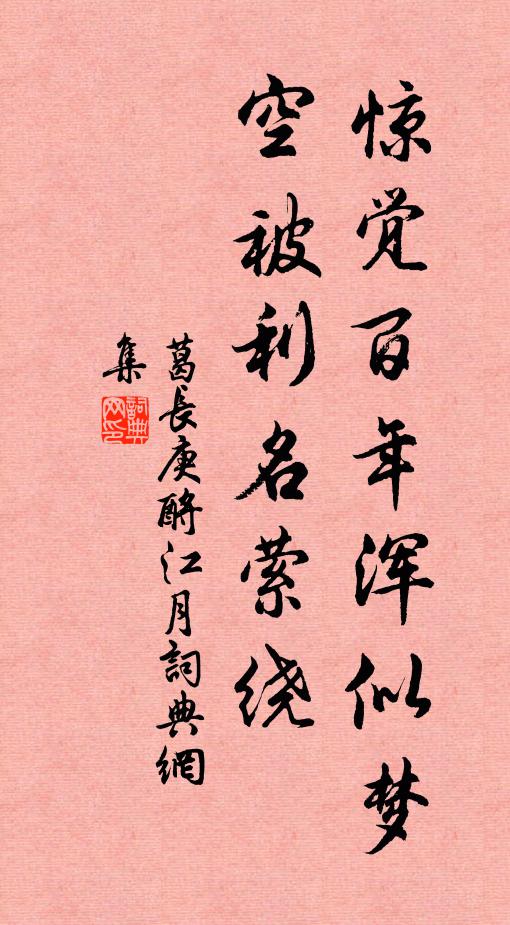 葛长庚惊觉百年浑似梦，空被利名萦绕书法作品欣赏