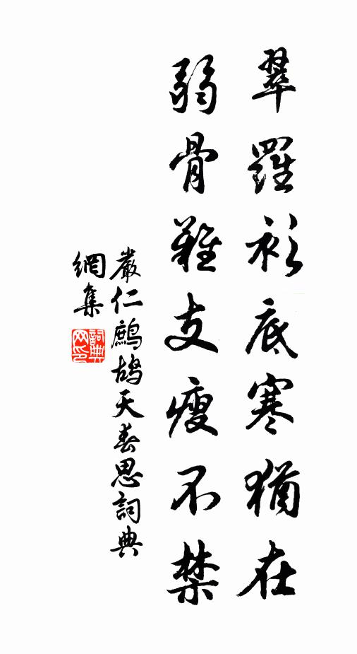 严仁翠罗衫底寒犹在，弱骨难支瘦不禁书法作品欣赏