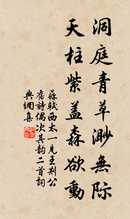 苏轼洞庭青草渺无际，天柱紫盖森欲动书法作品欣赏