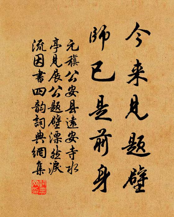 元稹今来见题壁，师已是前身书法作品欣赏