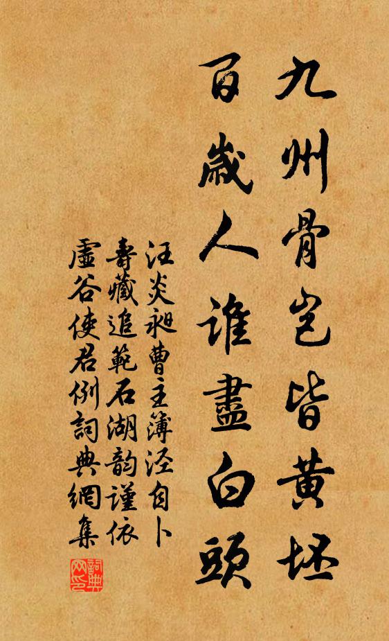 汪炎昶九州骨岂皆黄坯，百岁人谁尽白头书法作品欣赏