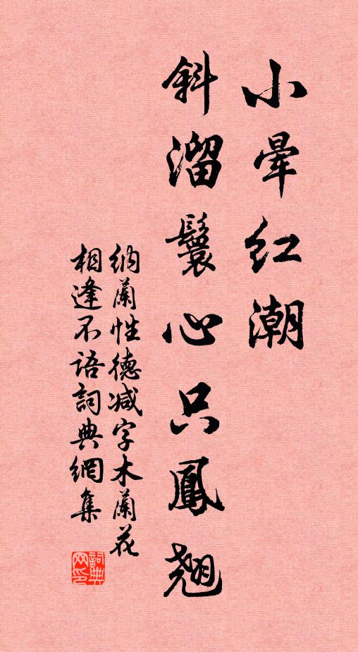 纳兰性德小晕红潮，斜溜鬟心只凤翘书法作品欣赏
