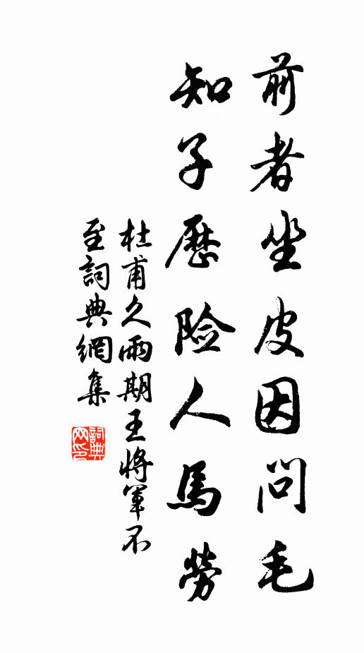 杜甫前者坐皮因问毛，知子历险人马劳书法作品欣赏