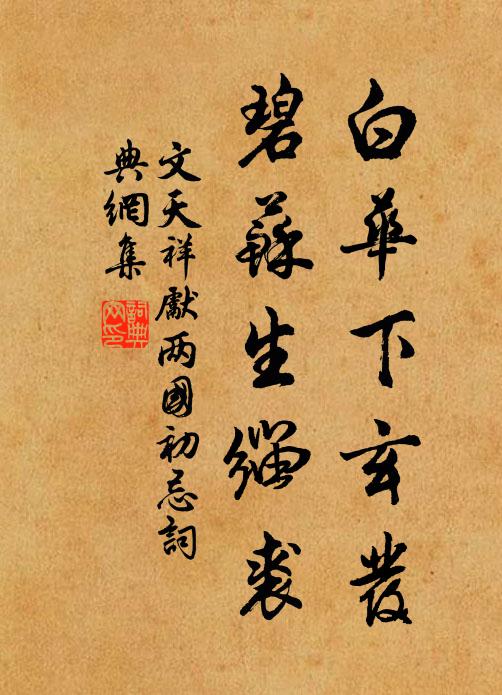 文天祥白华下玄发，碧苏生缁裘书法作品欣赏