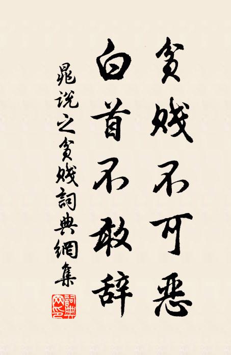 晁说之贫贱不可恶，白首不敢辞书法作品欣赏