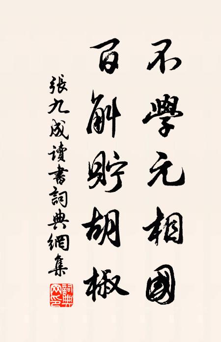 张九成不学元相国，百斛貯胡椒书法作品欣赏