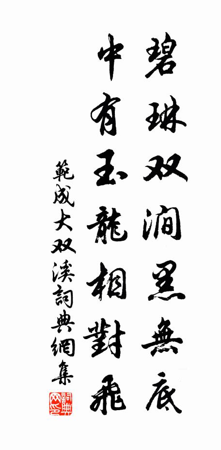 范成大碧琳双涧黑无底，中有玉龙相对飞书法作品欣赏