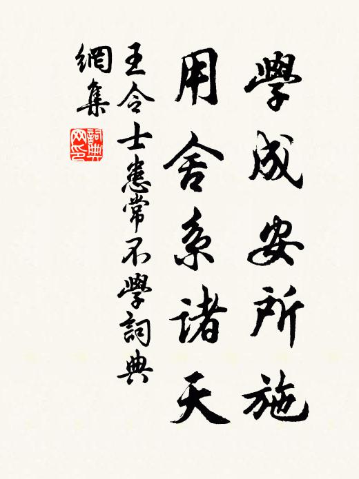 王令学成安所施，用舍系诸天书法作品欣赏