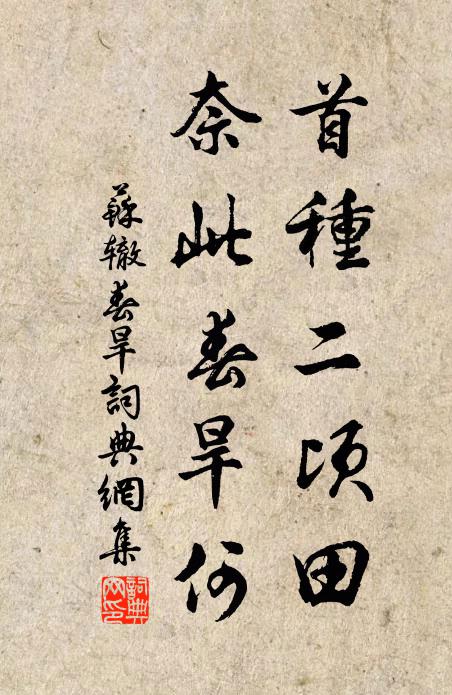 苏辙首种二顷田，奈此春旱何书法作品欣赏
