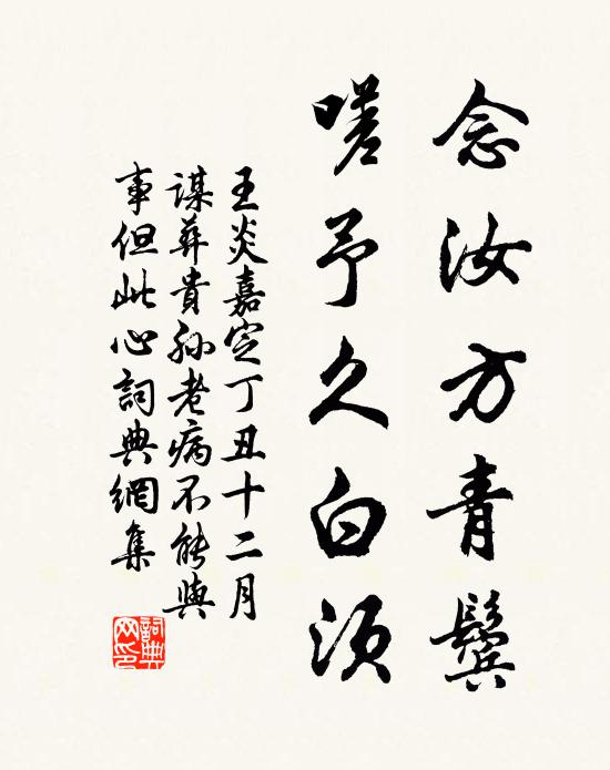 王炎念汝方青鬓，嗟予久白须书法作品欣赏