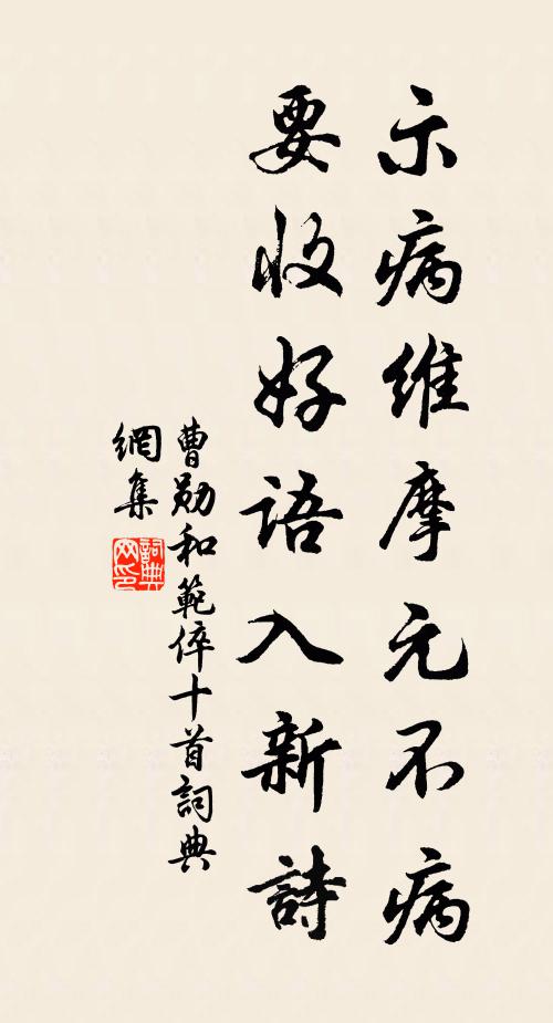 曹勋示病维摩元不病，要收好语入新诗书法作品欣赏