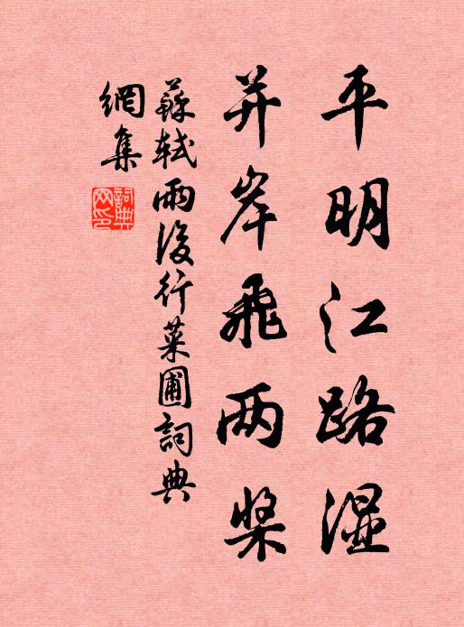苏轼平明江路湿，并岸飞两桨书法作品欣赏