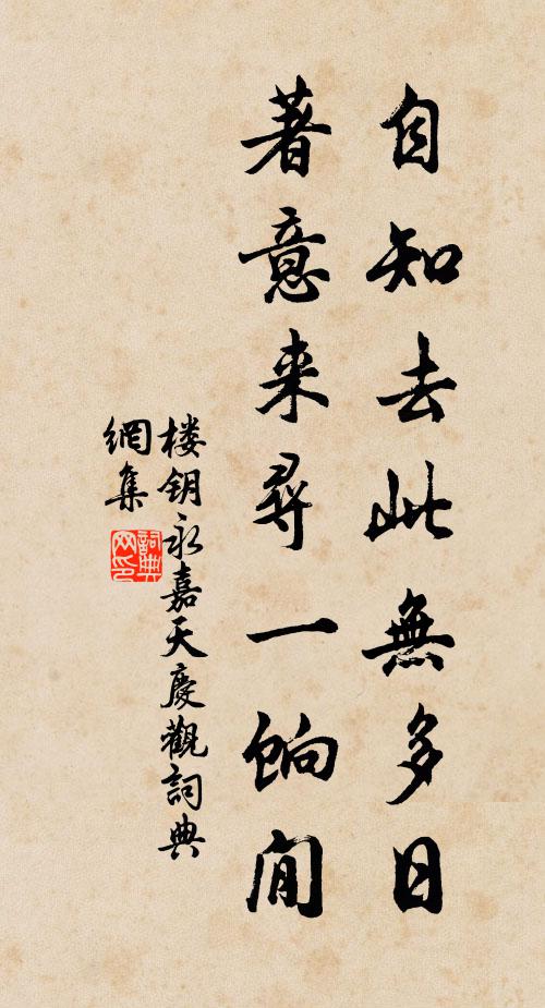 楼钥自知去此无多日，著意来寻一饷閒书法作品欣赏