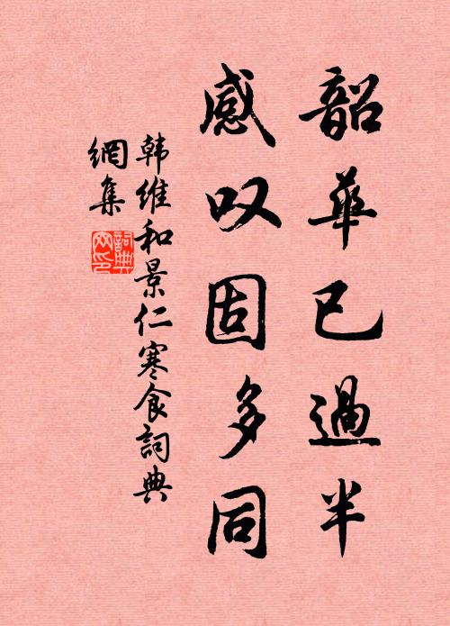 韩维韶华已过半，感叹固多同书法作品欣赏
