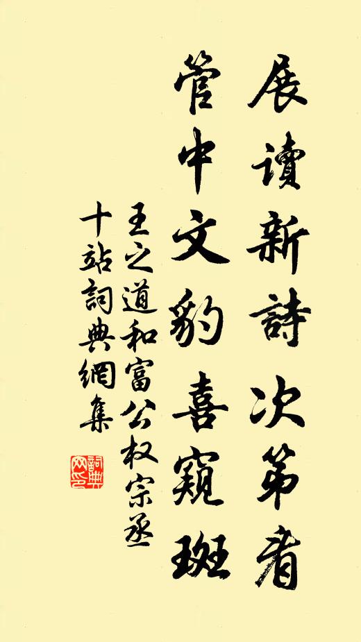 王之道展读新诗次第看，管中文豹喜窥斑书法作品欣赏