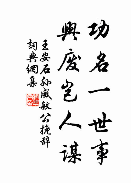 王安石功名一世事，兴废岂人谋书法作品欣赏