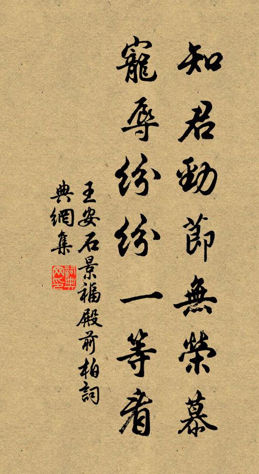 王安石知君劲节无荣慕，宠辱纷纷一等看书法作品欣赏
