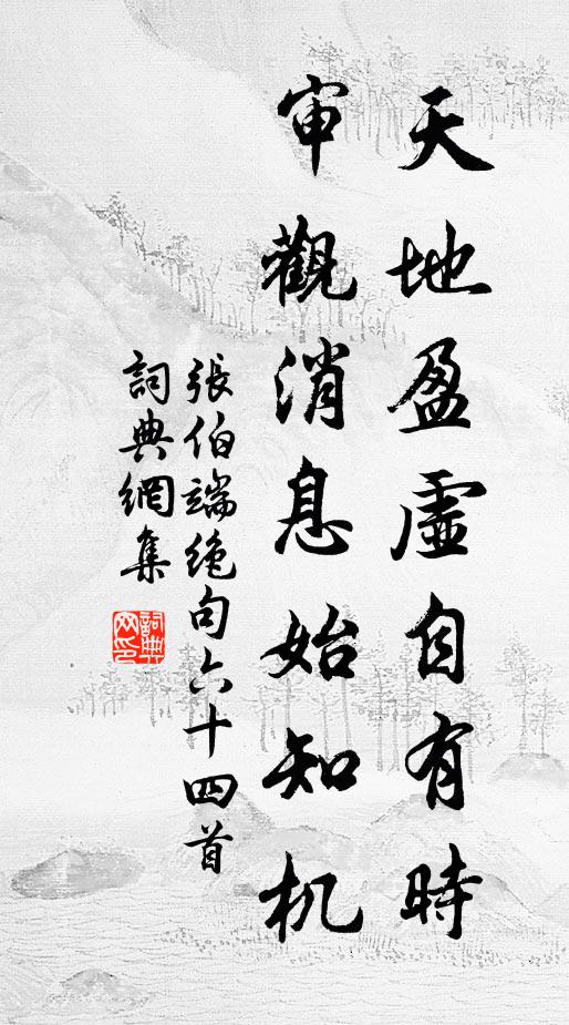 张伯端天地盈虚自有时，审观消息始知机书法作品欣赏