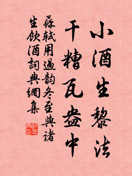 苏轼小酒生黎法，干糟瓦盎中书法作品欣赏