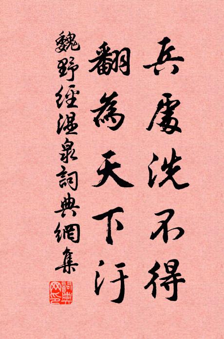 魏野兵处洗不得，翻为天下汙书法作品欣赏