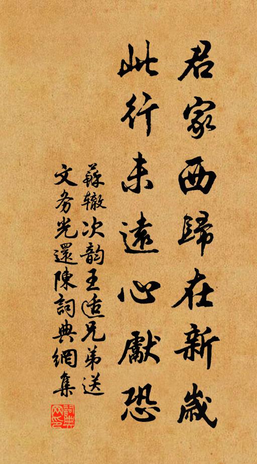 苏辙君家西归在新岁，此行未远心先恐书法作品欣赏
