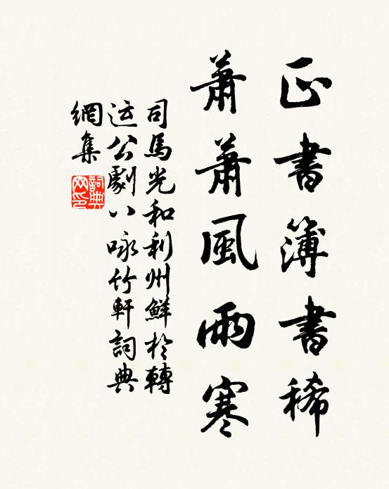 司马光正书簿书稀，萧萧风雨寒书法作品欣赏