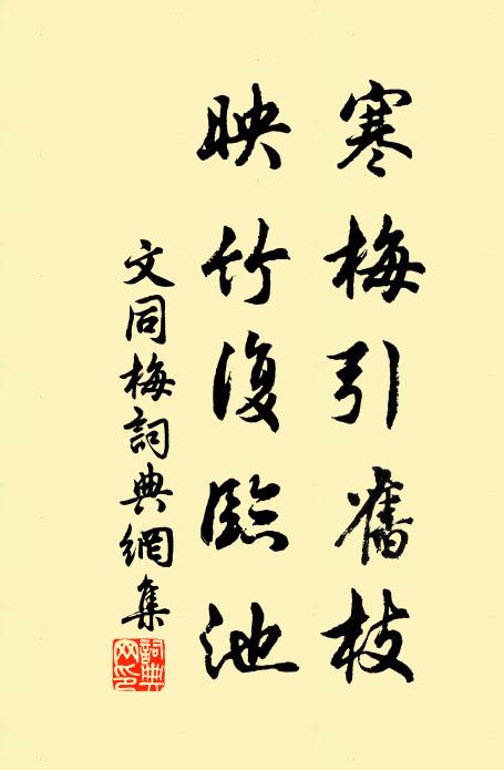 文同寒梅引旧枝，映竹复临池书法作品欣赏