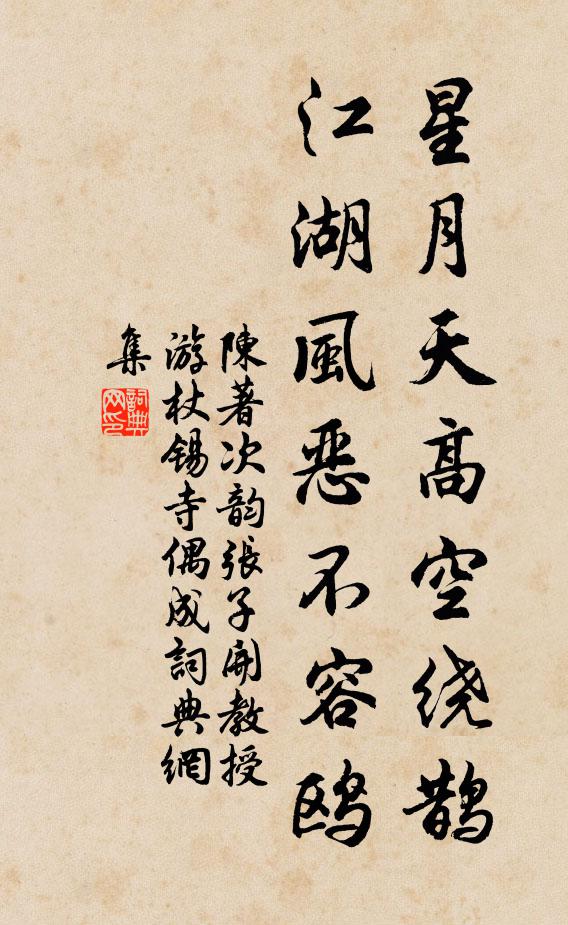 陈著星月天高空绕鹊，江湖风恶不容鸥书法作品欣赏