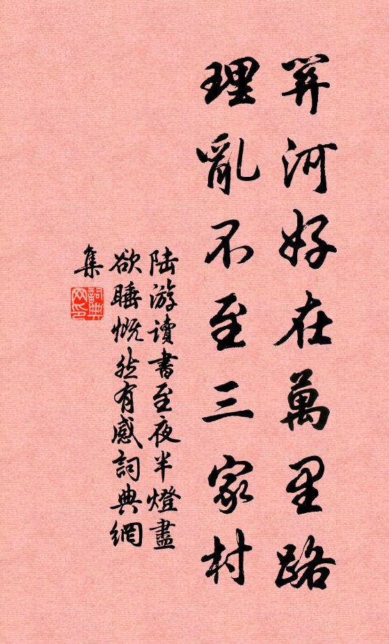 陆游关河好在万里路，理乱不至三家村书法作品欣赏