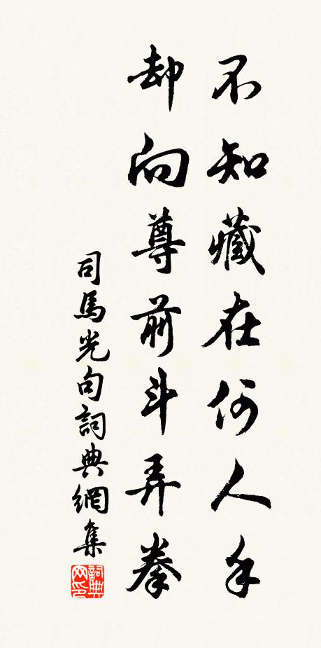 司马光不知藏在何人手,却向尊前斗弄拳。书法作品欣赏