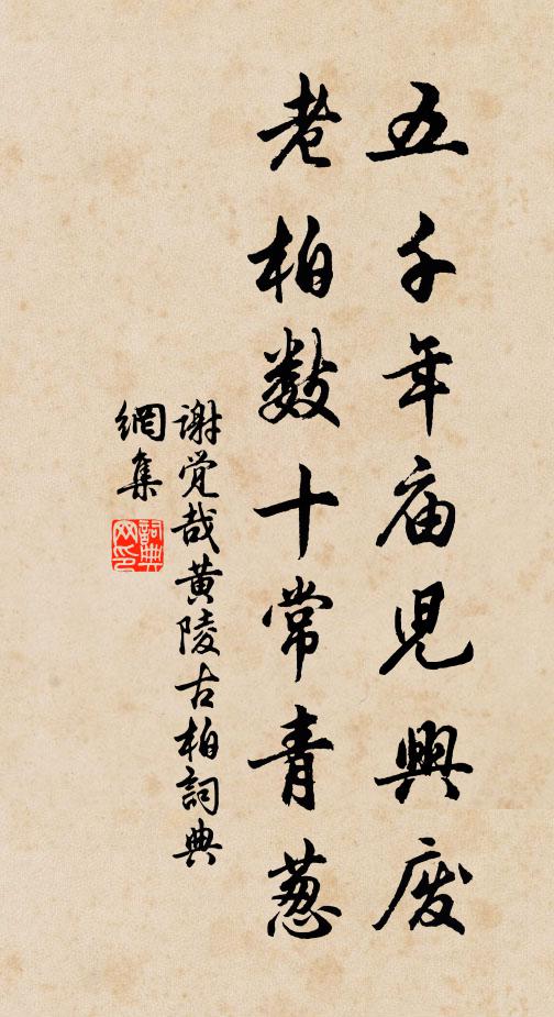 谢觉哉五千年庙儿兴废，老柏数十常青葱书法作品欣赏