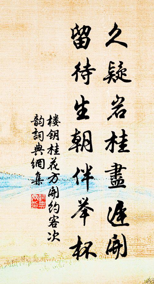 楼钥久疑岩桂尽迟开，留待生朝伴举杯书法作品欣赏