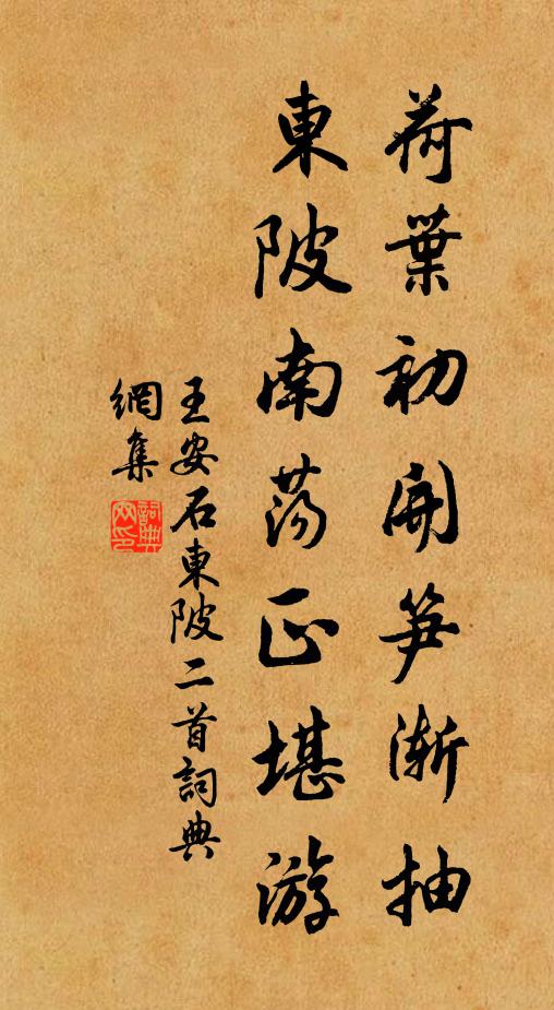 王安石荷叶初开笋渐抽，东陂南荡正堪游书法作品欣赏