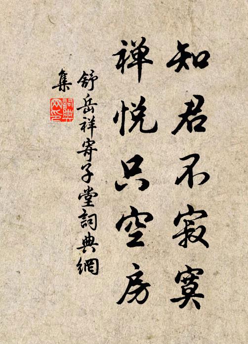 舒岳祥知君不寂寞，禅悦只空房书法作品欣赏