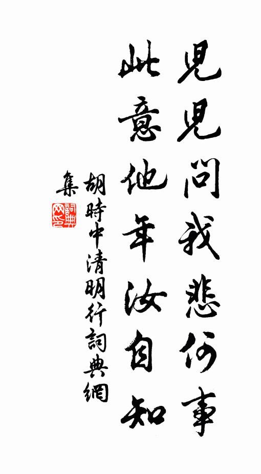 胡时中儿儿问我悲何事，此意他年汝自知书法作品欣赏