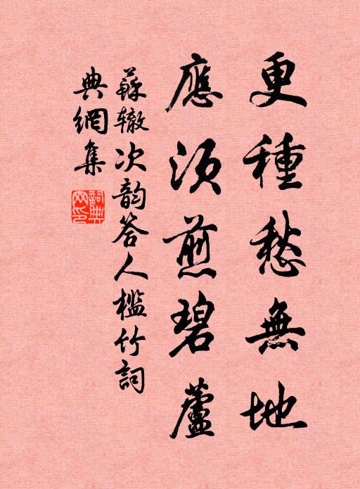 苏辙更种愁无地，应须煎碧芦书法作品欣赏
