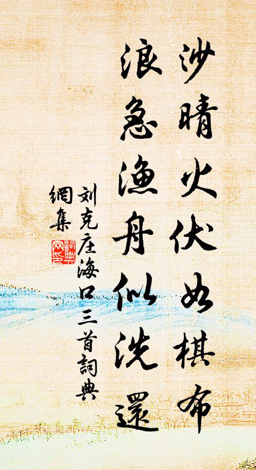 刘克庄沙晴火伏如棋布，浪急渔舟似洗还书法作品欣赏